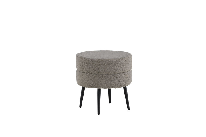 Venture Home Pot Pouf - Black / Greige Teddy