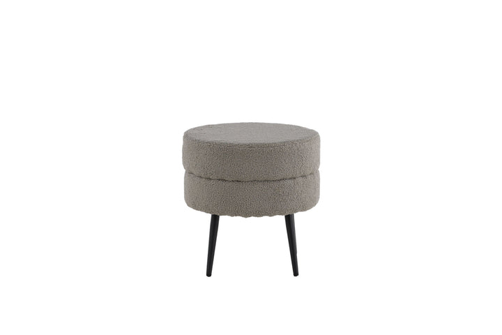 Venture Home Pot Pouf - Black / Greige Teddy