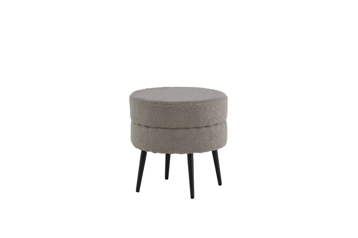 Venture Home Pot Pouf - Black / Greige Teddy
