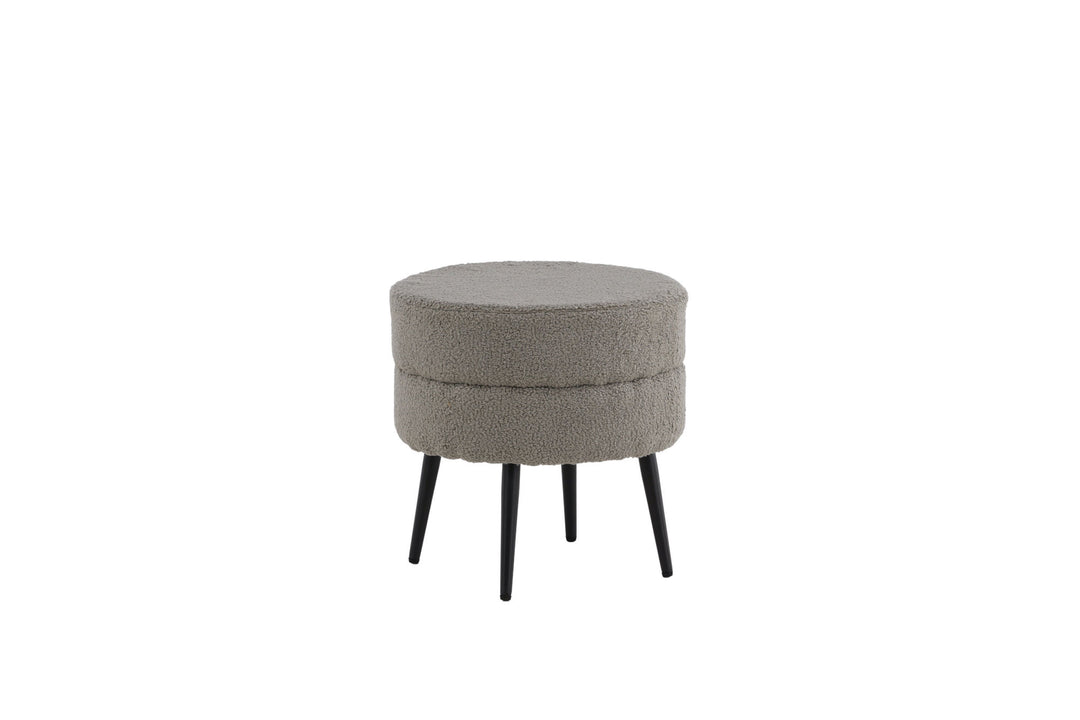 Venture Home Pot Pouf - Black / Greige Teddy