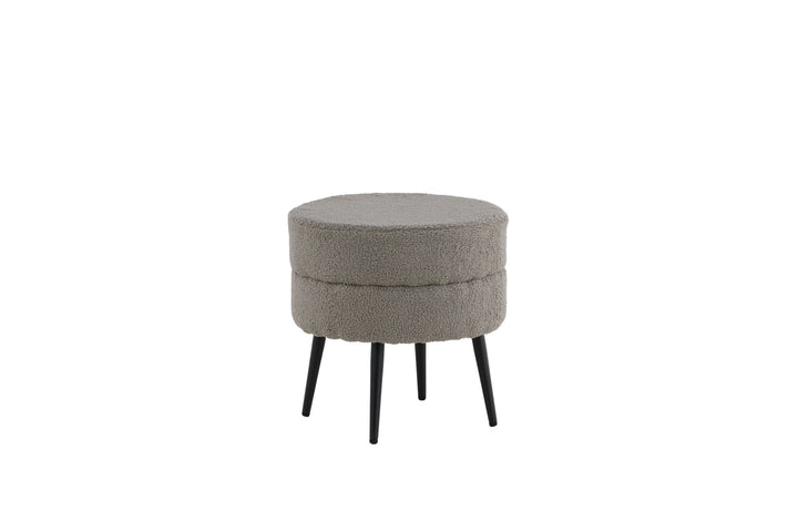 Venture Home Pot Pouf - Black / Greige Teddy