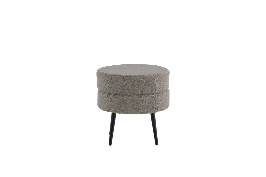Venture Home Pot Pouf - Black / Greige Teddy