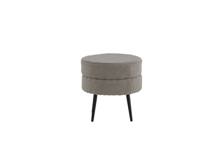 Venture Home Pot Pouf - Black / Greige Teddy