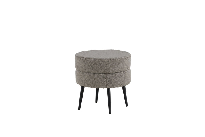 Venture Home Pot Pouf - Black / Greige Teddy