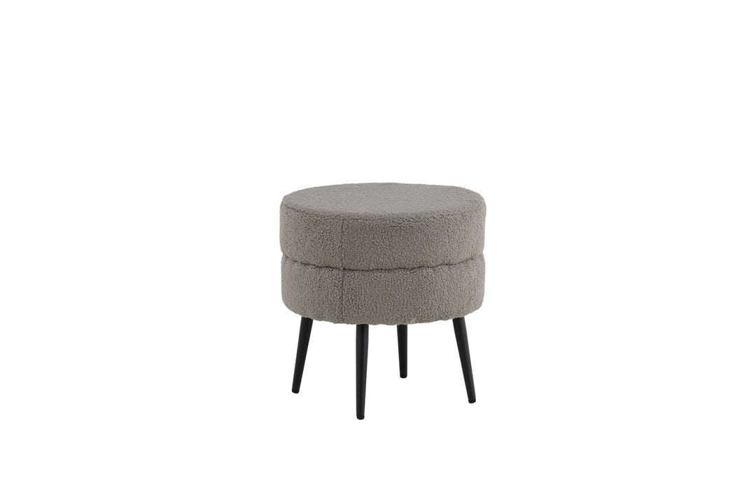 Venture Home Pot Pouf - Black / Greige Teddy