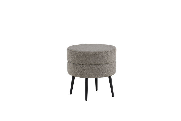 Venture Home Pot Pouf - Black / Greige Teddy