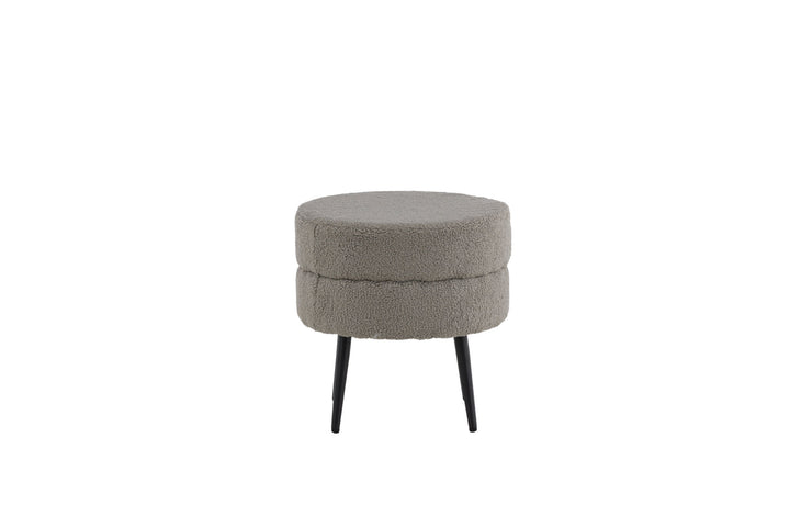 Venture Home Pot Pouf - Black / Greige Teddy