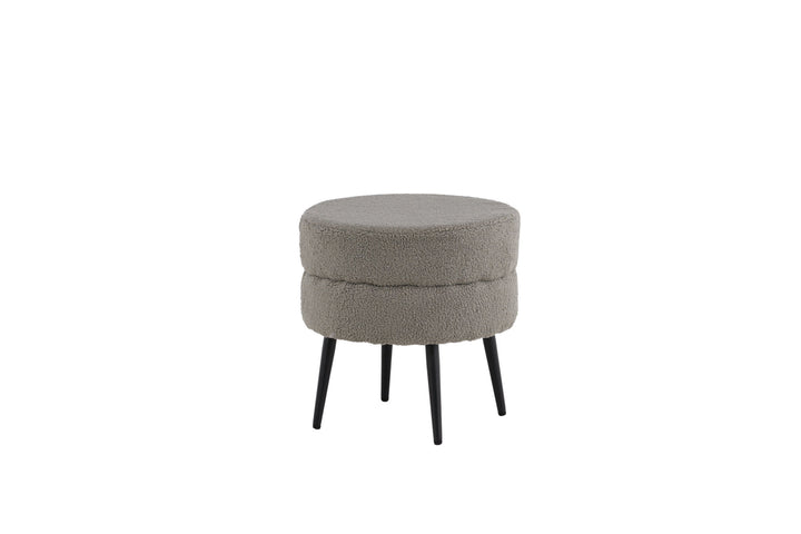 Venture Home Pot Pouf - Black / Greige Teddy