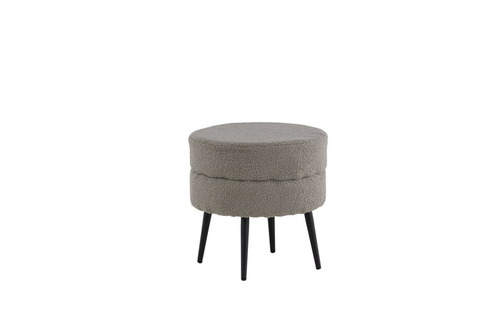 Venture Home Pot Pouf - Black / Greige Teddy