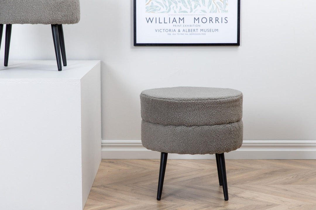 Venture Home Pot Pouf - Black / Greige Teddy