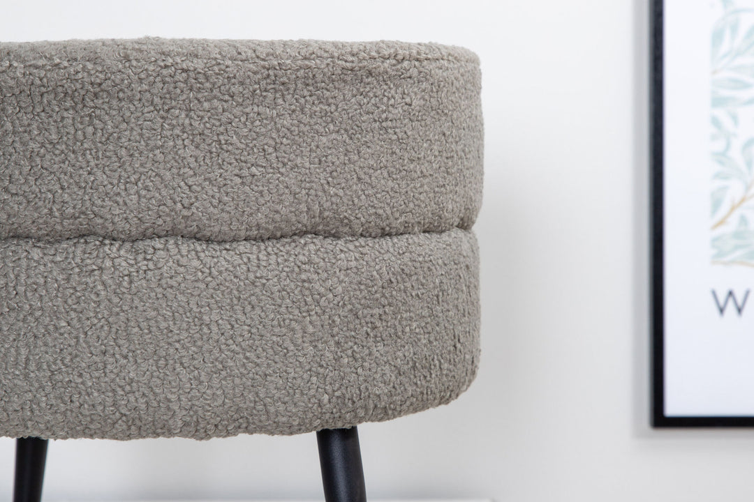 Venture Home Pot Pouf - Black / Greige Teddy