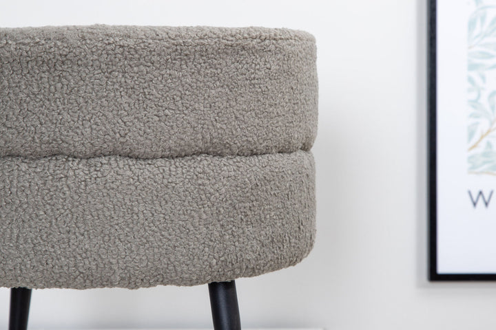 Venture Home Pot Pouf - Black / Greige Teddy