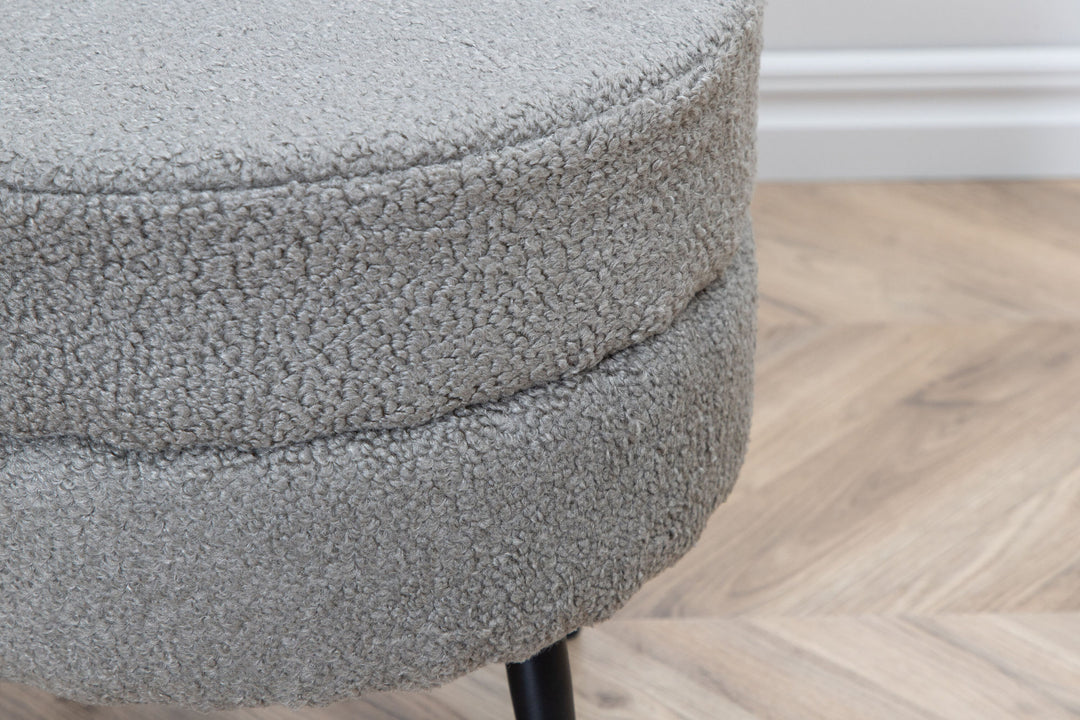 Venture Home Pot Pouf - Black / Greige Teddy