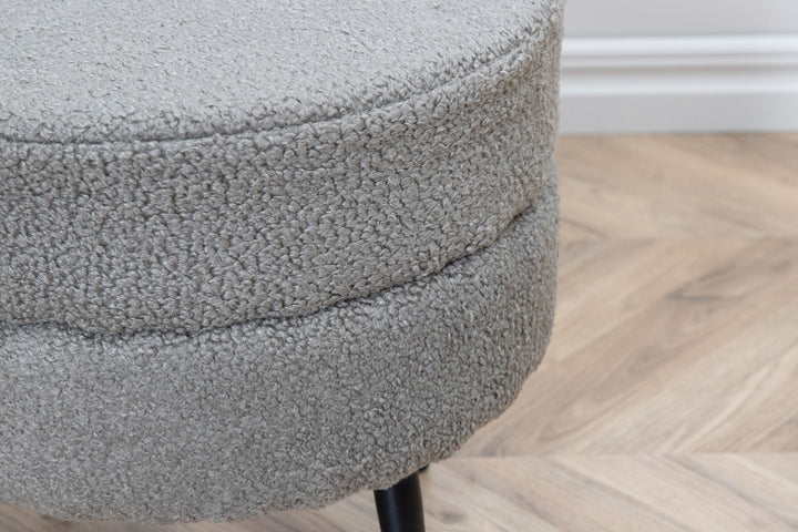 Venture Home Pot Pouf - Black / Greige Teddy