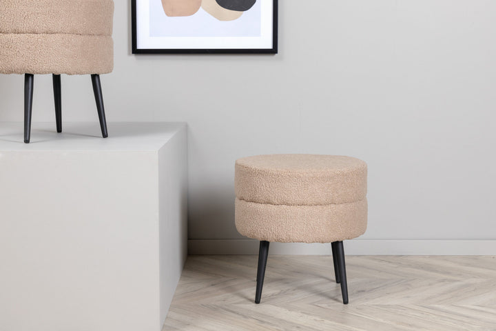 Venture Home Pot Pouf - Black / Beige Teddy
