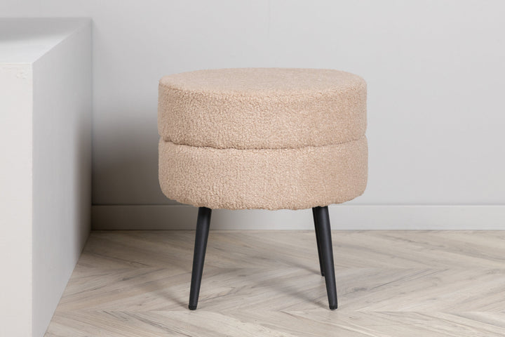 Venture Home Pot Pouf - Black / Beige Teddy
