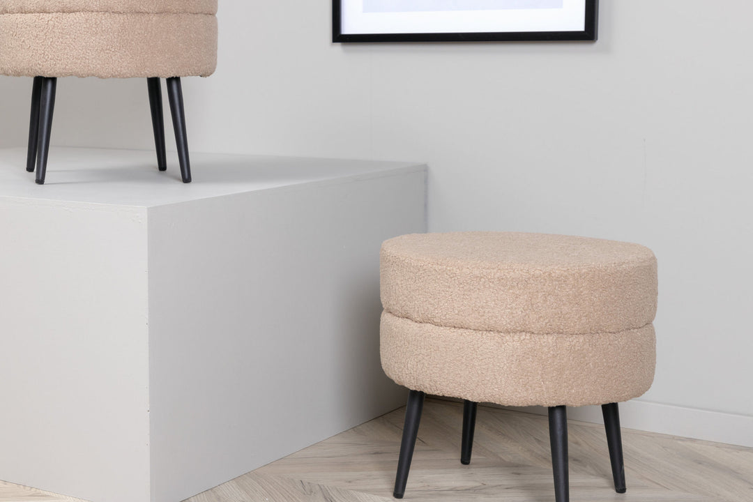 Venture Home Pot Pouf - Black / Beige Teddy