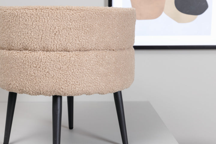 Venture Home Pot Pouf - Black / Beige Teddy