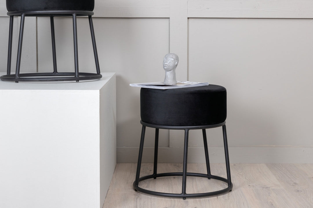 Venture Home Petra Pouf - Black / Black Velvet