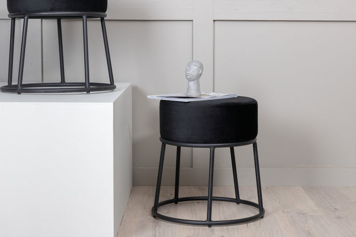Venture Home Petra Pouf - Black / Black Velvet
