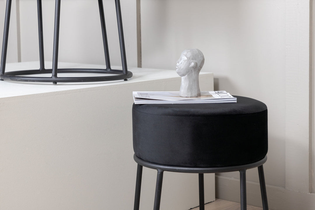 Venture Home Petra Pouf - Black / Black Velvet