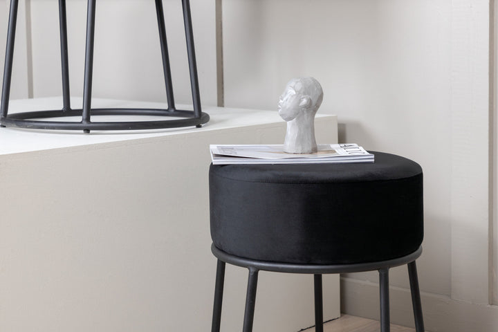 Venture Home Petra Pouf - Black / Black Velvet