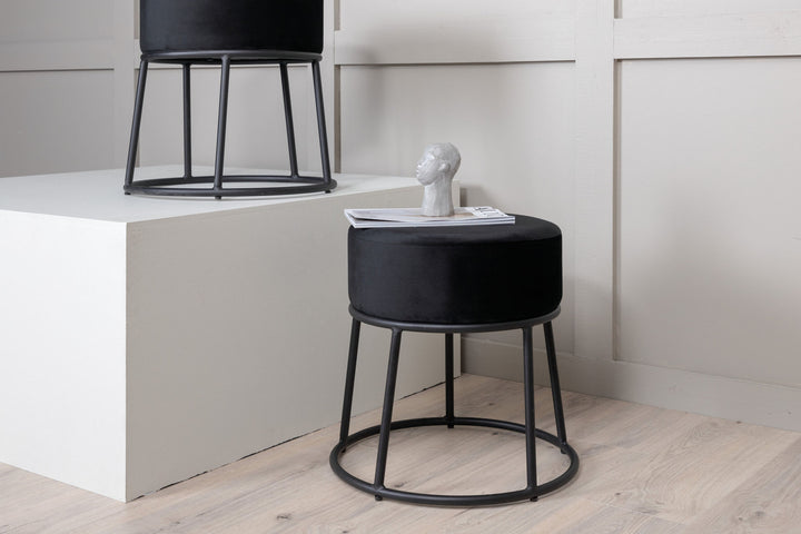 Venture Home Petra Pouf - Black / Black Velvet