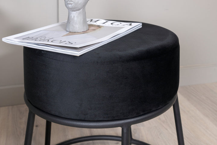 Venture Home Petra Pouf - Black / Black Velvet