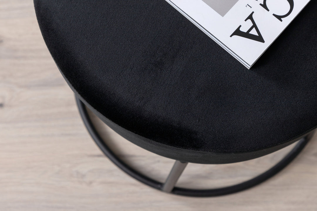 Venture Home Petra Pouf - Black / Black Velvet