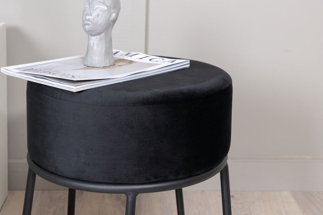 Venture Home Petra Pouf - Black / Black Velvet