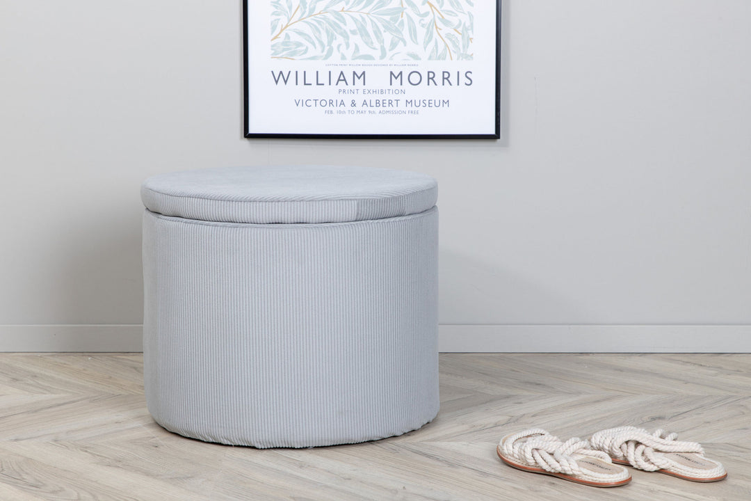 Venture Home Dunken Pouf - / Grey Corduroy
