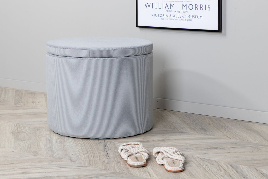 Venture Home Dunken Pouf - / Grey Corduroy