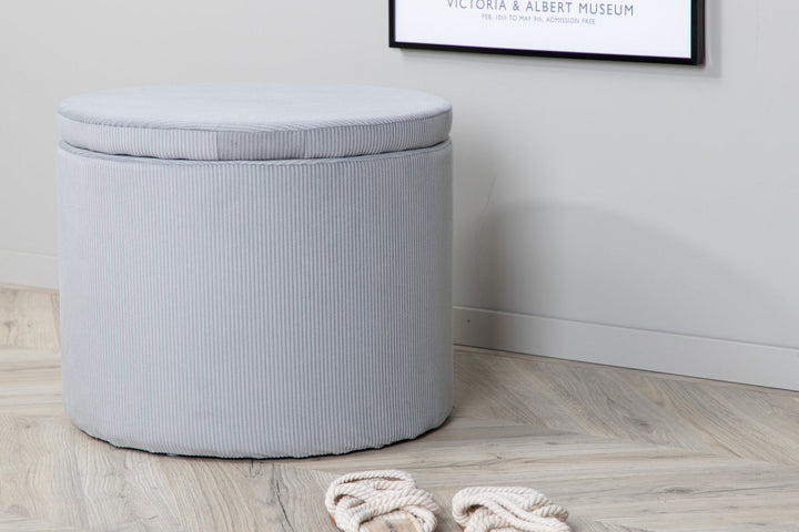Venture Home Dunken Pouf - / Grey Corduroy