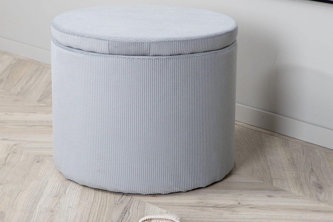 Venture Home Dunken Pouf - / Grey Corduroy