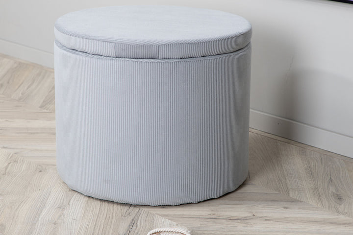 Venture Home Dunken Pouf - / Grey Corduroy