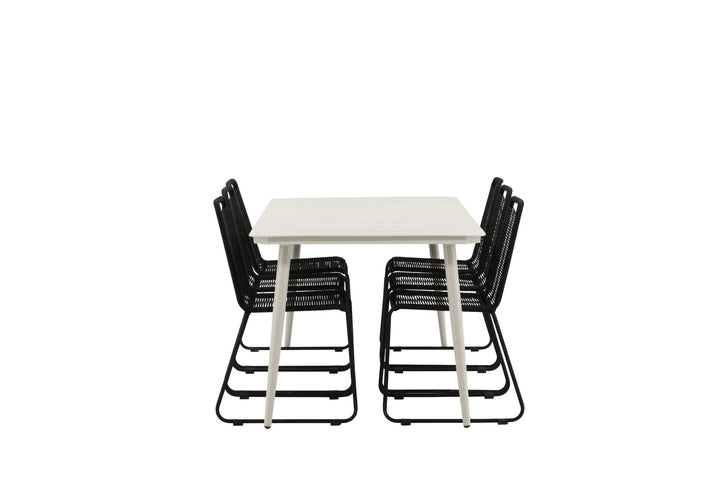 Venture Home Lina Dining Table - Beige - 200*90 _1+ Lindos Stacking Chair - Black Alu / Black Rope _6