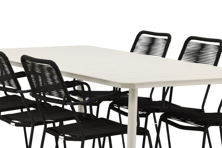 Venture Home Lina Dining Table - Beige - 200*90 _1+ Lindos Armchair - Black Alu / Black Rope _6