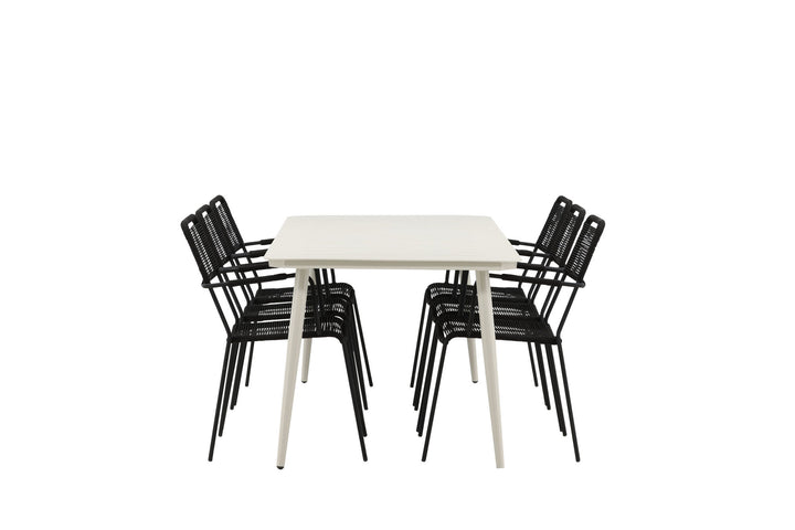 Venture Home Lina Dining Table - Beige - 200*90 _1+ Lindos Armchair - Black Alu / Black Rope _6