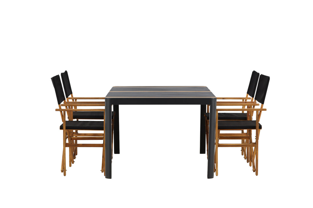 Venture Home Togo - Dining Table- Black / Teak - Allu / Teak - 150*100 _1+ Marion - Editors Chair- Nature / Black - Acacia - _4