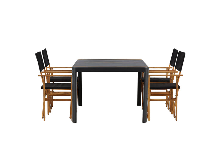 Venture Home Togo - Dining Table- Black / Teak - Allu / Teak - 150*100 _1+ Marion - Editors Chair- Nature / Black - Acacia - _4
