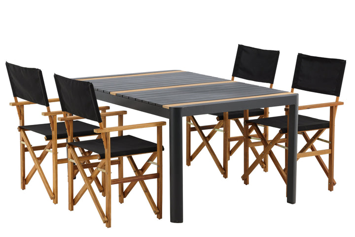 Venture Home Togo - Dining Table- Black / Teak - Allu / Teak - 150*100 _1+ Marion - Editors Chair- Nature / Black - Acacia - _4
