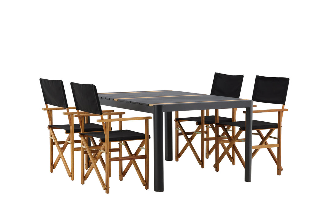 Venture Home Togo - Dining Table- Black / Teak - Allu / Teak - 150*100 _1+ Marion - Editors Chair- Nature / Black - Acacia - _4