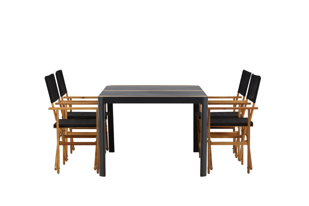 Venture Home Togo - Dining Table- Black / Teak - Allu / Teak - 150*100 _1+ Marion - Editors Chair- Nature / Black - Acacia - _4