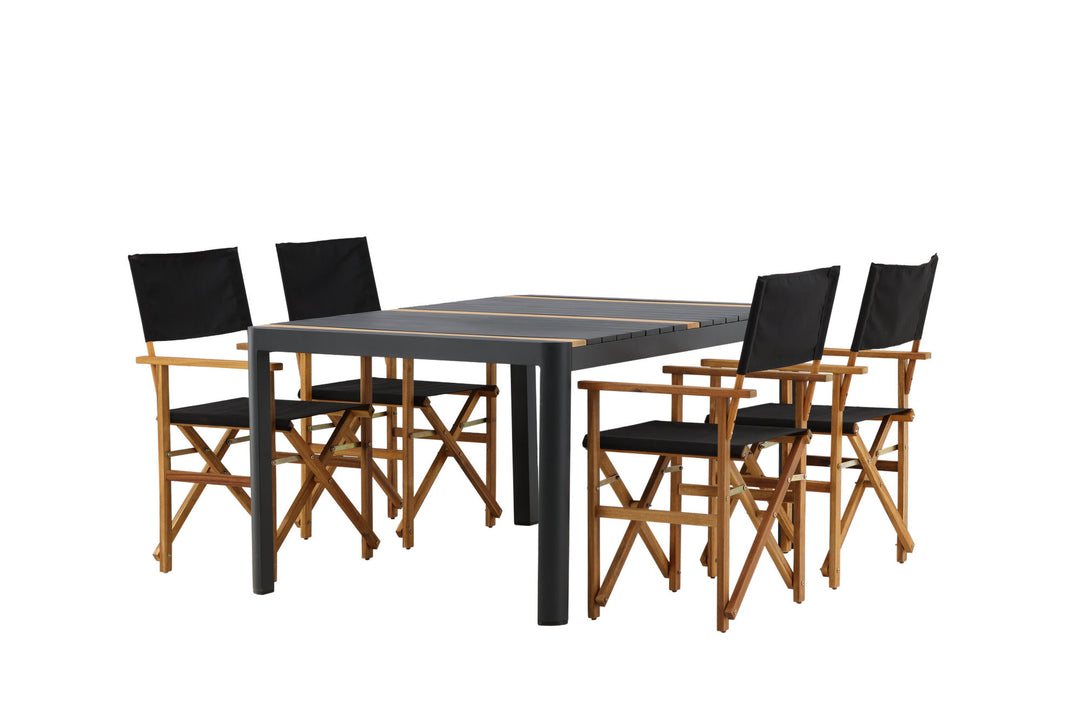 Venture Home Togo - Dining Table- Black / Teak - Allu / Teak - 150*100 _1+ Marion - Editors Chair- Nature / Black - Acacia - _4