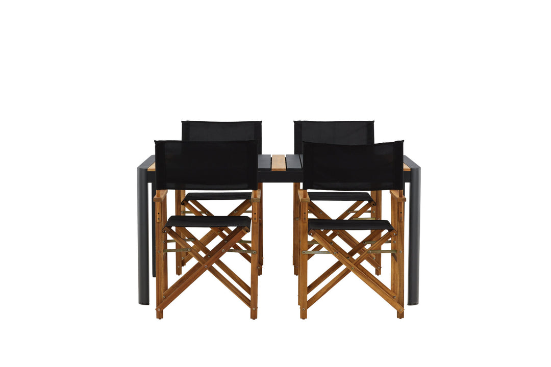 Venture Home Togo - Dining Table- Black / Teak - Allu / Teak - 150*100 _1+ Marion - Editors Chair- Nature / Black - Acacia - _4