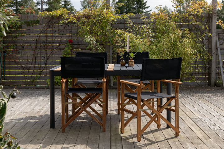 Venture Home Togo - Dining Table- Black / Teak - Allu / Teak - 150*100 _1+ Marion - Editors Chair- Nature / Black - Acacia - _4