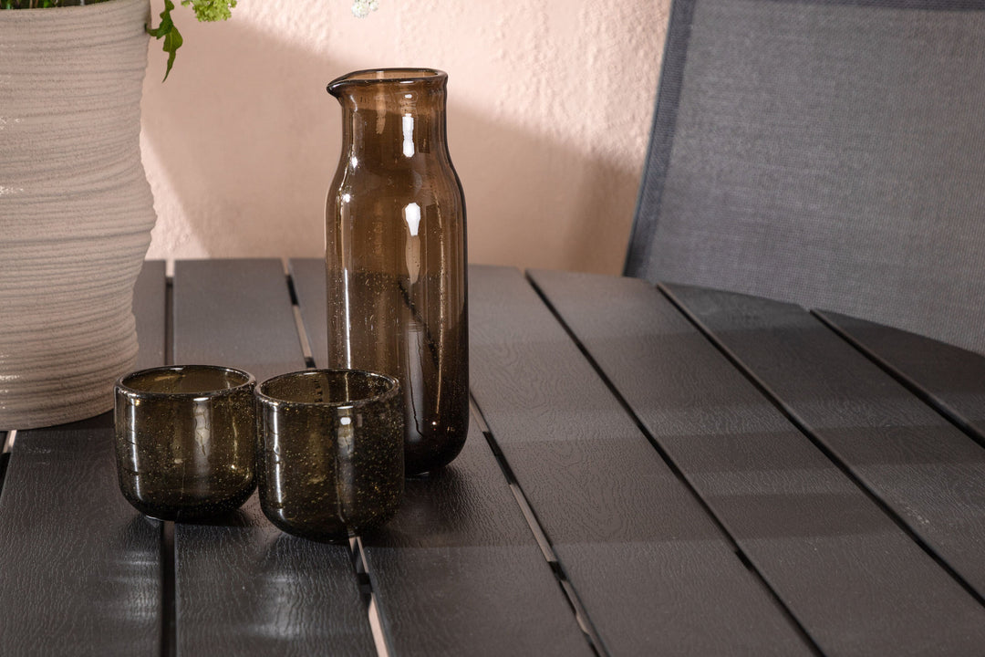 Venture Home Break - Dining Table Round- Black / Black - Alu / Aintwood - 120ø _1+ Break 5:pos Chair - Black/Black _4