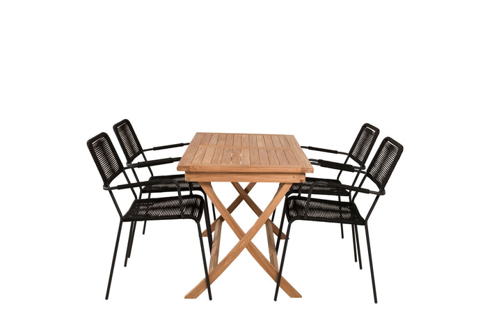 Venture Home Kenya Dining Table 120*70*H75 - Teak+Lindos Armchair - Black Alu / Black Rope_4