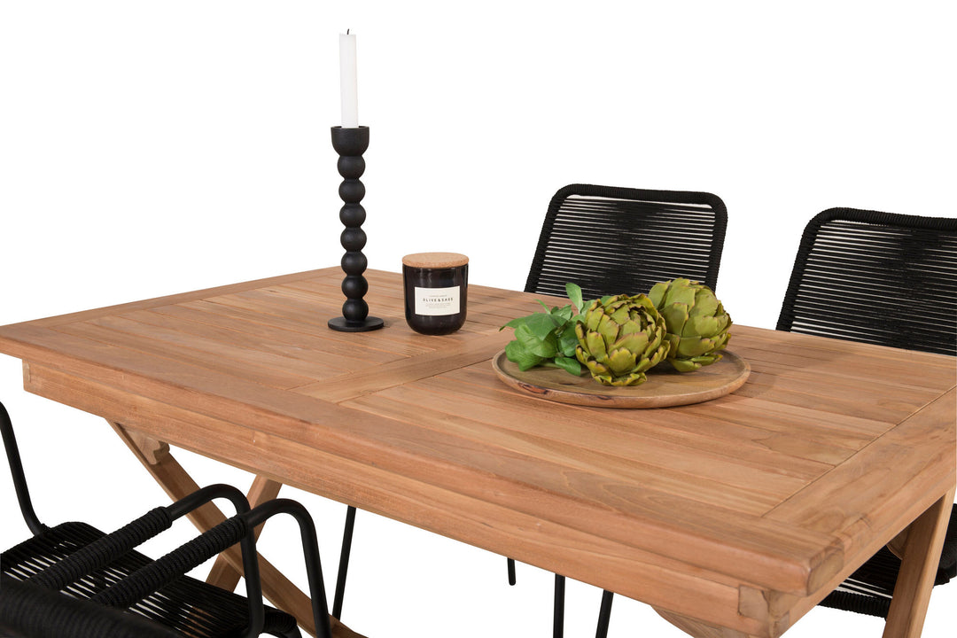 Venture Home Kenya Dining Table 120*70*H75 - Teak+Lindos Armchair - Black Alu / Black Rope_4