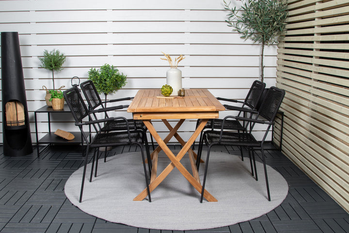 Venture Home Kenya Dining Table 120*70*H75 - Teak+Lindos Armchair - Black Alu / Black Rope_4